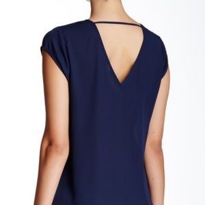 Navy V-neck blouse